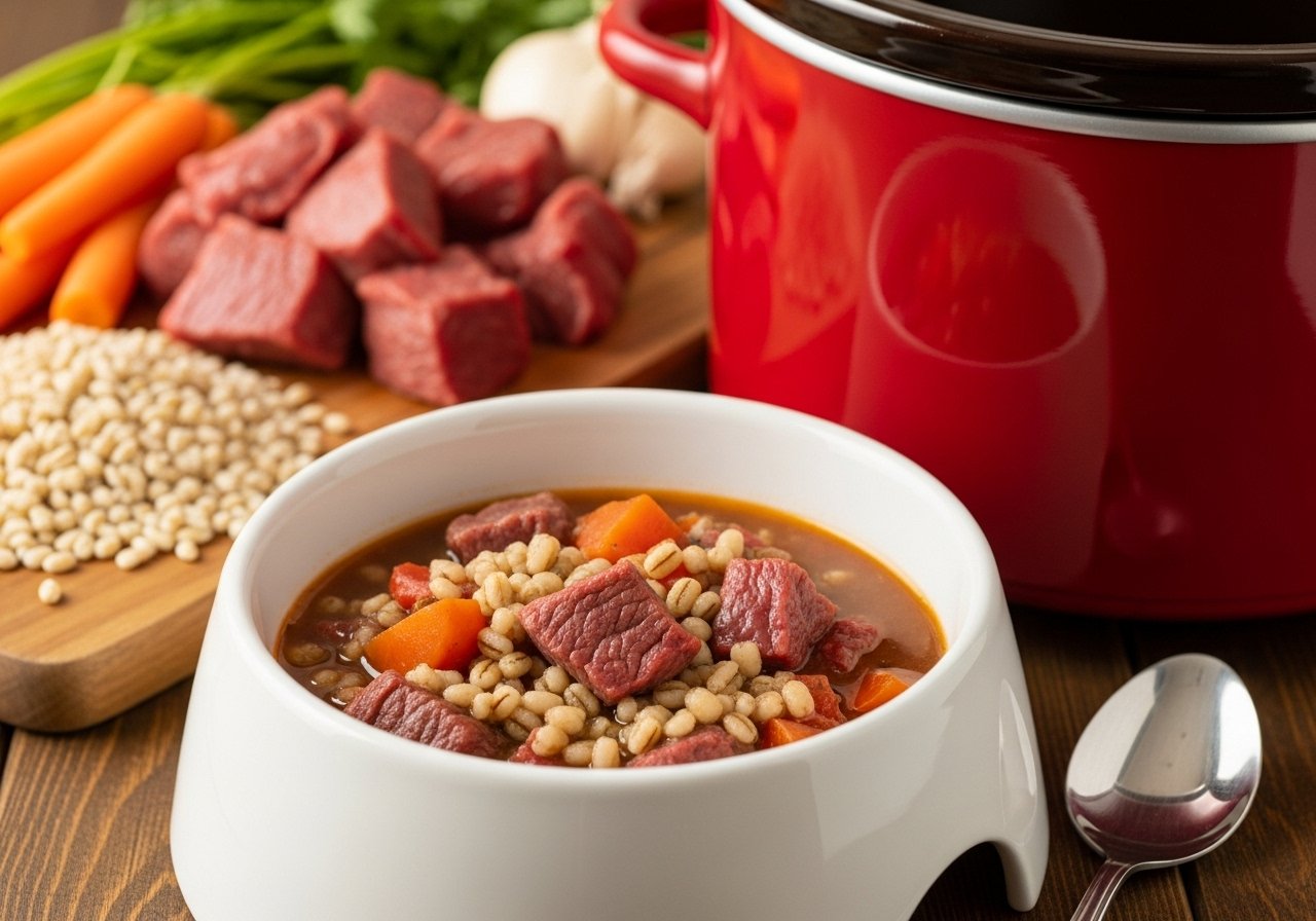 Crockpot Comfort: Beef and Barley Stew Recipe for Dogs