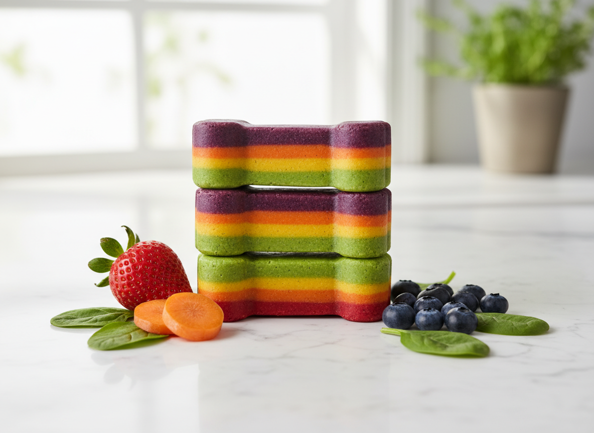 DIY Rainbow Layered Dog Treats (Natural Coloring Only)