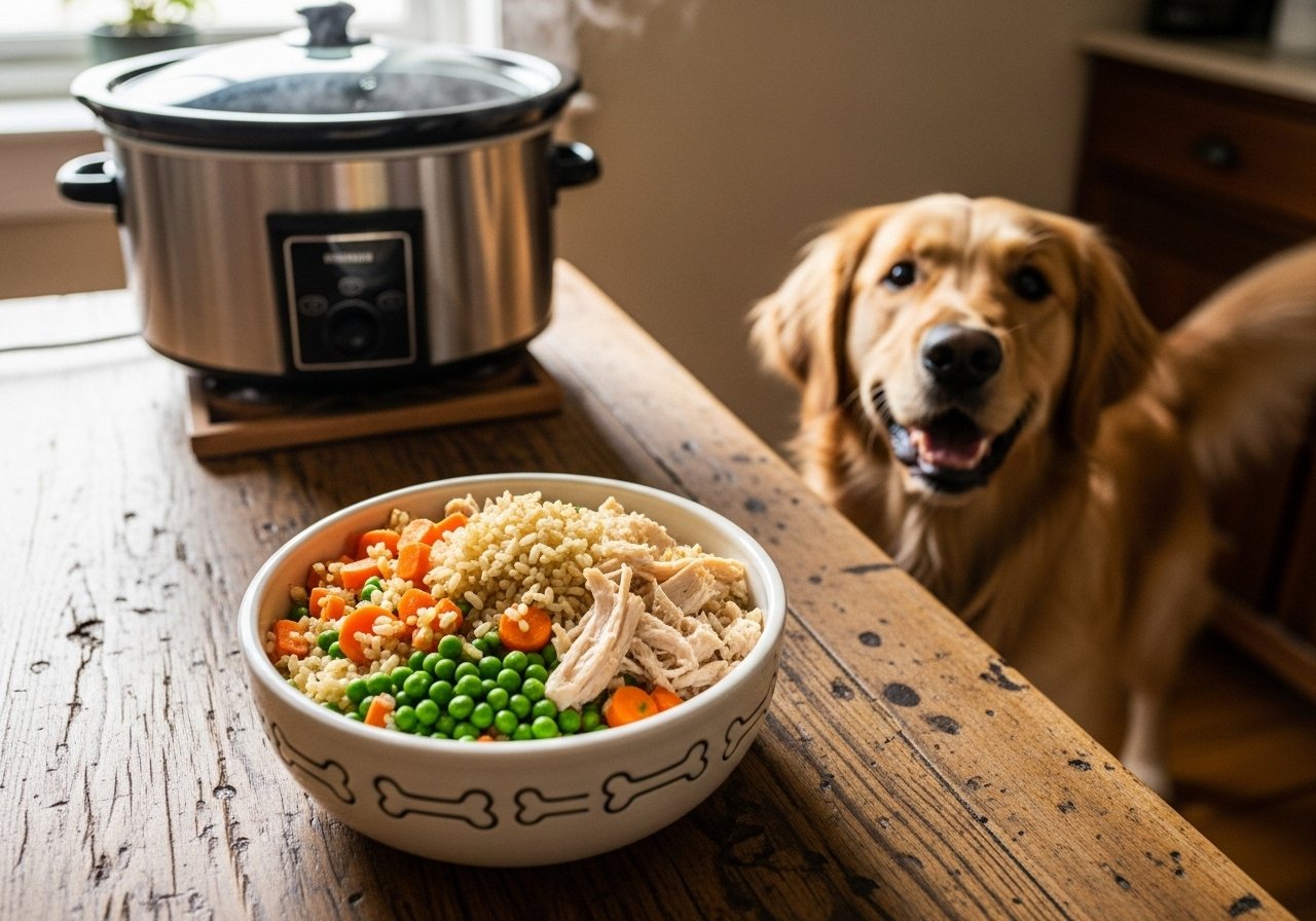 Slow Cooker Dog Food: Simple Chicken and Rice Recipe